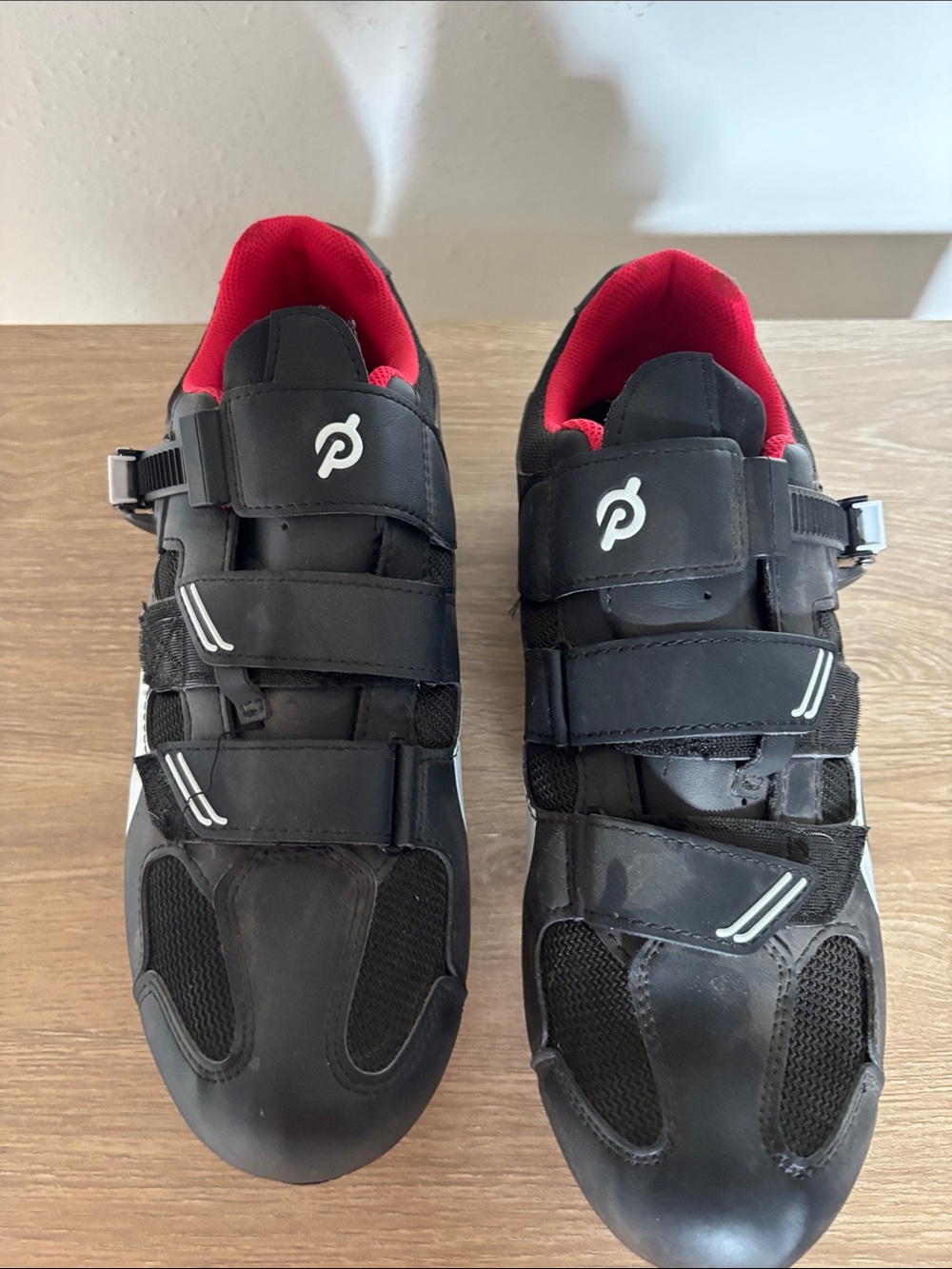 Peloton Men's Black Cycling Shoes with Red Interior